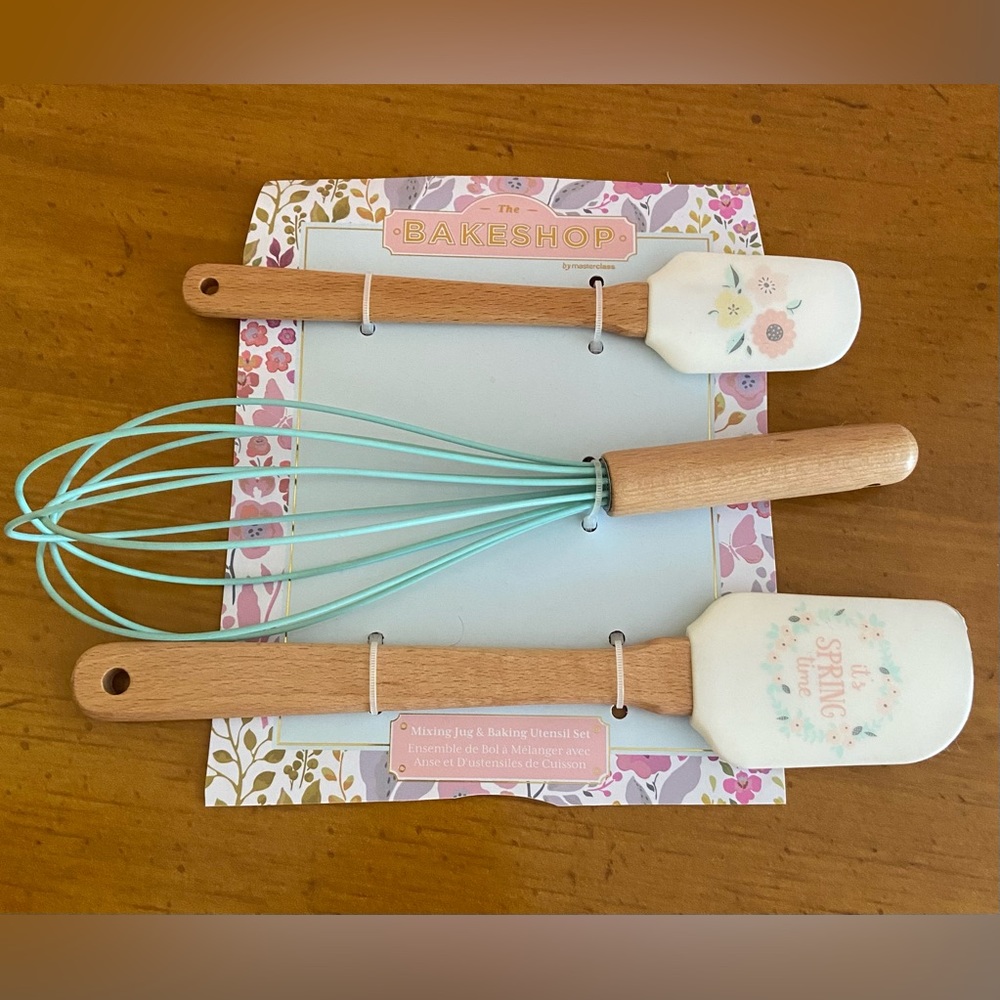 The Bakeshop Whisk Spatulas Spring Light Blue Floral Flowers It’s Spring Time